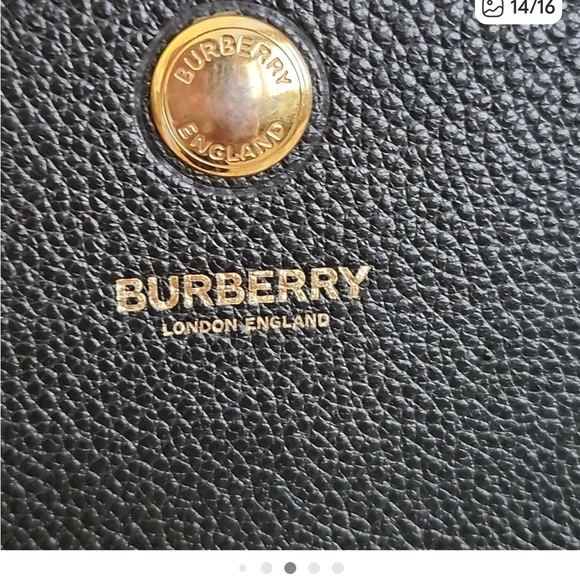 Burberry Black Textured Leather Bag with Gold Accents - Picture 2 of 9